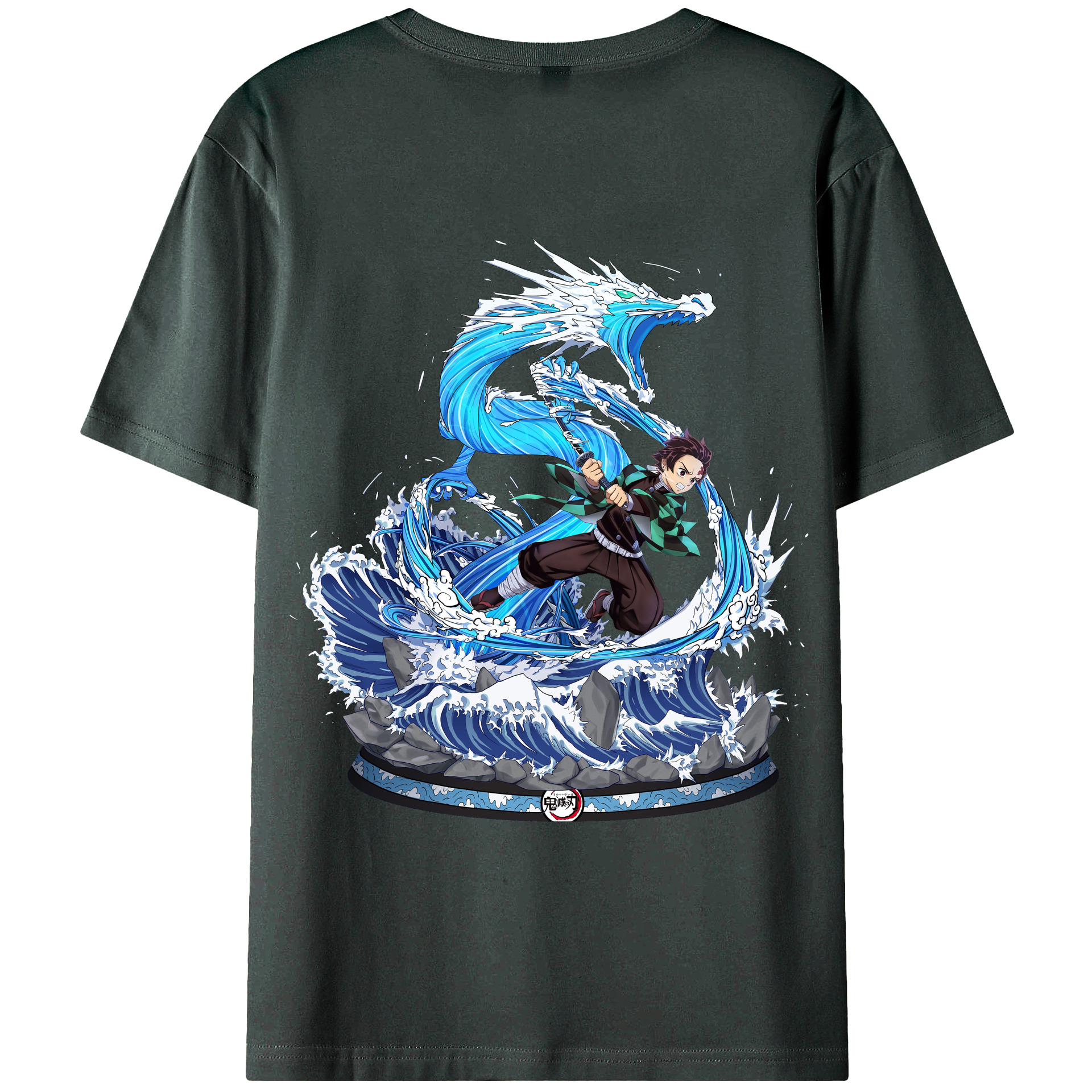 （画像用） 鬼滅の刃 竈門 炭治郎／かまど たんじろう Kamado Tanjirou 綿100％ メンズ半袖Tシャツ（バックプリント） 通気性